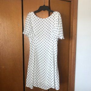 ZARA TRAFULUC Navy Polkadot White Dress Mini-Dress